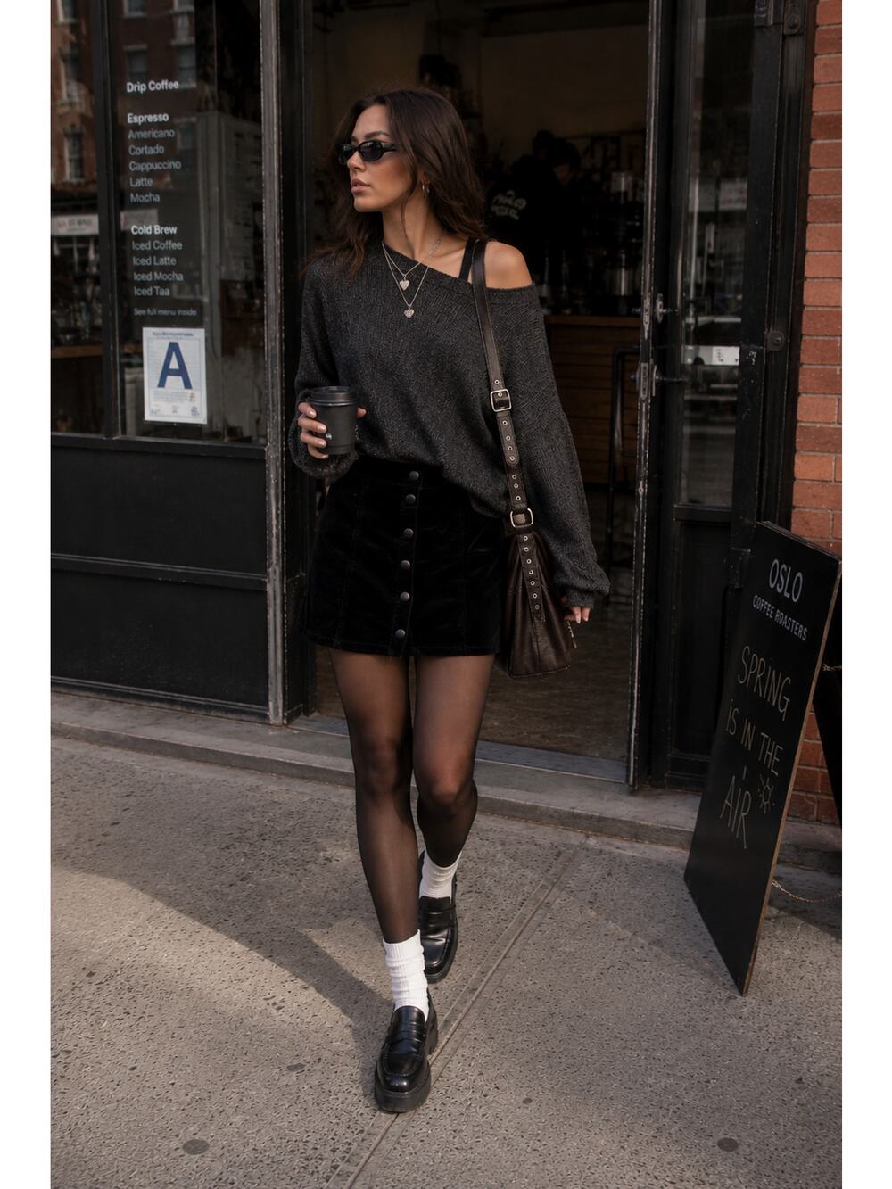 Brandy Melville Black Corduroy Mini Skirt Button Front A-Line Y2K Soft Stretch S
